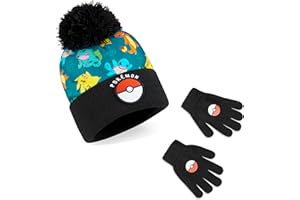 Pokémon Set Invernale Bambino 2 Pz con Cappello e Guanti o 3 con Cappello Guanti Invernali & Sciarpa, Regalo Bambini