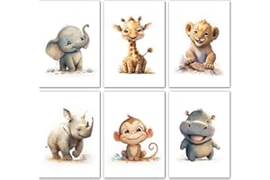 LAVEMA Bilder Kinderzimmer | Glückliche Safari Tiere | Poster A3 (30x42cm) ohne Bilderrahmen | Babyzimmer Deko | Wanddeko Beige Poster | Baby Junge Mädchen Dekoration