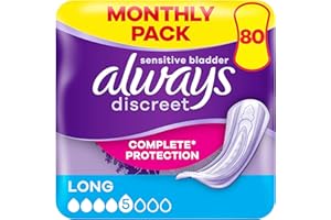 Always Discreet Incontinence Pads Long, 80 Pads (4 x 20 Pieces) Monthly Pack, Discreet Protection & High Absorbency, Odour-Neutralising (Packaging May Vary)
