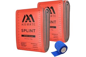AID MATE First Aid Splint 36" X 4.3",2 Pack with 1 Extra Adhesive Tape, Brace Support Splint for Arm Leg Broken Bones Fracture