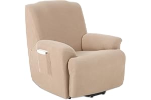 TIANSHU Funda Reclinable de 1 Plaza, Fundas Reclinables Elásticas, Protector Funda Sillón Relax, Funda Cubre Sofá, Fundas de Sofá Lavables y Elásticas para Muebles (Arena)