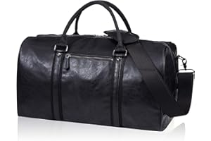 SEYFOCNIA Oversized Duffle Travel Bag Waterproof Leather Weekend Bag Large Carry On Large Carry On Hangbag for Mens or Women, [Z]Black