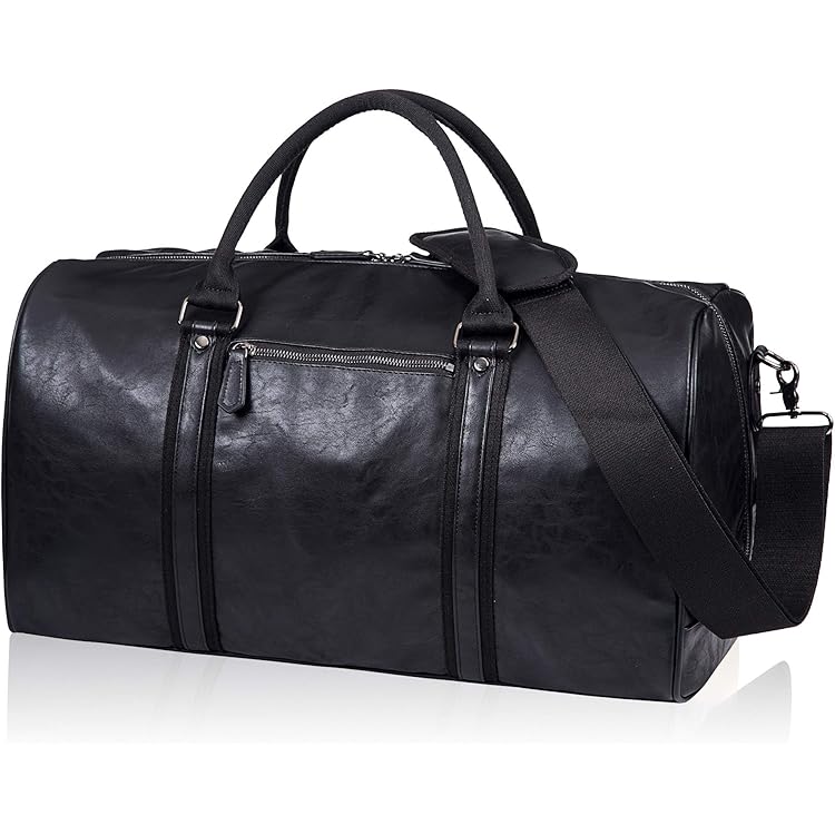 FANDARE Ryanair Sporttas, reistas, heren, dames, weekendtas met schoenenvak, handbagage, tas, PU-leer, weekendtas, zwemtas, fitnesstas, trainingstas, badtas, reistas, vakantietas, zwart, Large
