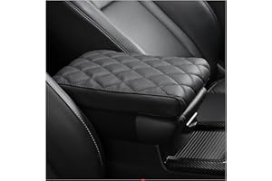 ‎POKSRI POKSRI Armlehnen Polster Auto echtem Rindsleder, schwarzes mittelkonsole auto Box Matte,Fahrzeug Armlehnenkissen Schutz,Memory Foam echtes Rindsleder, Konsolen-Handauflagekissen(sizeA 30x15x5.5cm)