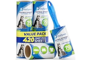 PetLovers – Rouleaux Anti-Peluches pour Poils d'animaux 420 Feuilles très adhésives Anti-Peluches pour vêtements