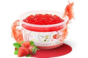 Bubble Tea Express – Fruchtige Popping Boba Perlen Erdbeere 490g | Bubble Tea Perlen mit fruchtigem Geschmack | Vegan, Glutenfrei, Laktosefrei | Fruchtsaftperlen mit Algenhülle…
