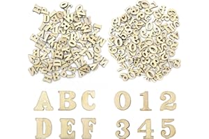 BEICHI 200 Piezas 15 mm Letras de Madera Pequeñas y Números de Madera Mixtas Alfabeto de Madera para Decorar Manualidades Exhibiciones de Decoración de Boda Mixxed Aleatoriamente