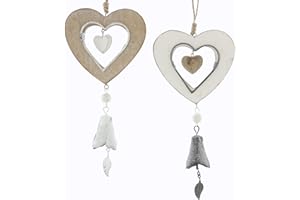 ‎FRANK FLECHTWAREN Frank Flechtwaren Heart Pendant with Small Bell, Set of 2