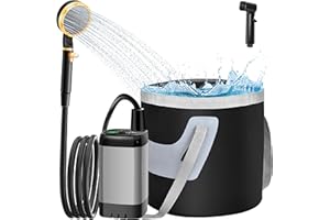 IEEILULU Ducha de Camping, Recargable 6000 mAh Ducha de Exterior, Ducha de Portátil con Alcachofa de Ducha y Manguera para Camping Viajes Lavado de Coches