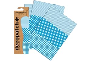 ‎DÉCOPATCH Decopatch Papier No. 549 (blau Punktkaro weiß, 395 x 298 mm) 3er Pack