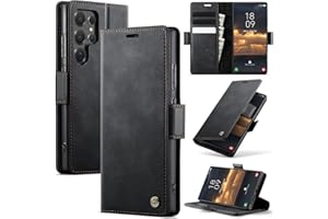 Cracedily Handyhülle für Samsung Galaxy S25 Ultra Hülle Premium PU Leder Klappbar Stoßfeste Tasche Flip Case [RFID Blocker] Magnet Kartenfach Standfunktion Klapphülle Schutzhülle für S25 Ultra,Schwarz