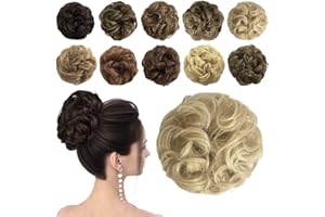 Sofeiyan Chignon Extension Facile per Capelli Veri Ricci Posticci per Capelli Mossi Scrunchie Parrucchino Donna Elastico Finti Ciambella Naturale Hair Bun Updo 60 g
