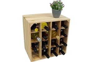 Kistenkolli Altes Land Casier à vin pour 16 bouteilles, blanc/écru/flammé, 40 x 40 x 27 cm