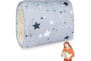 Aolso Poduszka do karmienia, mini poduszka do karmienia Poduszka do karmienia dziecka Poduszka do karmienia Poduszka do karmienia, Wygodna kołyska Poduszka do ramienia(szara - duże i małe gwiazdki)