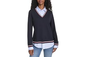 Tommy Hilfiger Damen Long Sleeve Sweater Button Up Collared Shirt Pullover