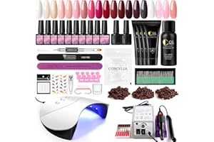 COSCELIA Kit Vernis Semi Permanent Complet Ponceuse Pour Ongles UV LED Lampe 36W,15 Couleurs Vernis Gel UV Semi Permanent avec Base et Top Coat , Poly Nail Extension, Faux Ongles Kit Manucure