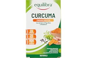 Equilibra Integratori Alimentari, Curcuma con Pepe Nero e Vitamina E, Favorisce la Funzione Digestiva, per la Protezione delle Cellule dallo Stress Ossidativo, 20 Compresse