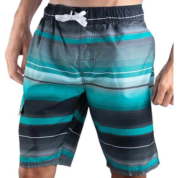 Kanu Surf Jungen Badehose Quick Dry – Echelon Stripe Design, UPF 50+, Mit Netzfutter & Cargotaschen