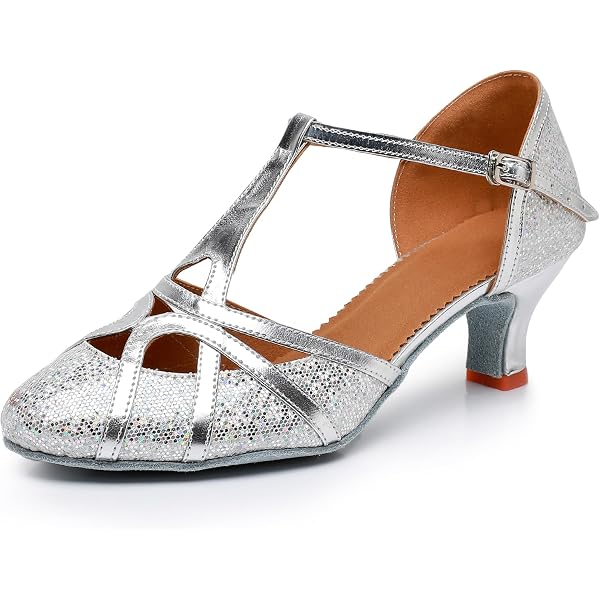 Chaussures De Danse Latine Femme Talon Bas 4.5cm - Salsa Tango Ballroom Noir Taille 32