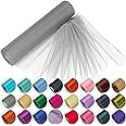 Trimming Shop Organza Roll Snow Sheer Glitter Fabric 25m x 29cm for Wedding Venue, Chair Bow Sash, Table Runner, Christmas Event, Party Decoration, DIY Craft Projects, Silver