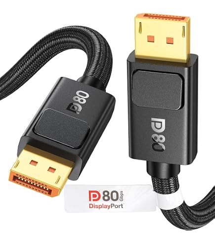 KabelDirekt DisplayPort 2.1-kabel – 5 Meter – UHBR DP80 – 80 Gbit/s, 16K@60Hz, 8K@120Hz, 4K@240Hz – Voor Gaming-pc's, G-Sync/FreeSync
