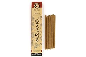 PALOSANTO - Bastoncini di Incenso Naturale Palo Santo e Cannella - Incenso Bastoncini Realizzati a Mano in Perù - Aroma Speziato per Purificazioni Intense - 6 Stick