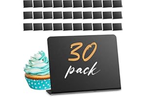 Tenare 30 Mini Lavagne per Prezzi Lavagnetta Nera Piccola con Supporto Segnaprezzi per Alimenti Cartellini per Prezzi Cancellabili Segnaposto da Tavolo per Festa Matrimonio, 10 x 7,5 cm (Stile L)