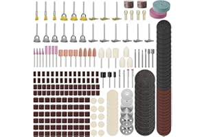 EEEKit 217Pcs Kit di accessori per utensili rotanti per Dremel, 1/8 "Shank Universal Fitting Lucidatura Bit di lucidatura Ruota a filo Feltro di lana Taglio Dischi abrasivi Punta da trapano