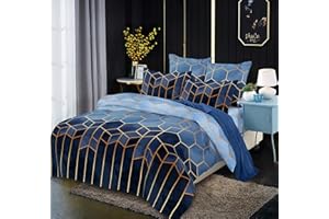 Luofanfei Gestreifte Bettwäsche 135x200cm 2teilig Blau Geometrisch Bettbezug Set Microfaser Bettdeckenbezug Streifen Muster Modern Deckenbezug Bettwaesche Jugendliche Teenager Jungen