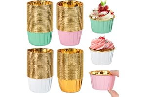 Kleemeiero 200 Stück Papier Muffinförmchen Cupcake Muffin Förmchen Aluminiumfolie 68 mm Muffinform Papier Backförmchen Papierförmchen Einweg Backbecher Cupcakes Bunt für Hochzeit Geburtstag Party