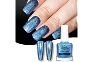BORN PRETTY Vernis à Ongles Holographique, Holo Paillettes Vernis à Ongles Nail Art Diamond Laser Vernis à Ongles Bleu