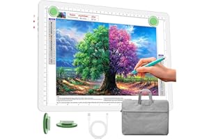Phylosal Rechargeable A4 Light Pad with Carry Bag, Ultra Thin Magnetic Tracing Light Box for Drawing, Diamond Art Painting Light Board with Side Button, Super Bright Light Table for