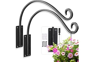 Qiang Ni Heavy-Duty Plant Hanger Outdoor: 16-Inch Hanging Plant Hooks for Outside Baskets - 2 Pieces Wall Mount Plant Bracket for Bird Feeder