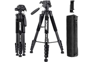 ZOMEi 188cm Stativ Heavy Duty Tall Tripod Stand, Professional Travel Video Tripod Kompatibel mit DSLR-Kameras, Handys, Projektor, Fernglas, Spektive (Schwarz)