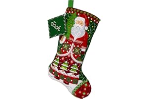 Bucilla, Santa's Quilted Delight, Felt Applique 18" Stocking Making Kit, Perfect for DIY Arts and Crafts, 89734E
