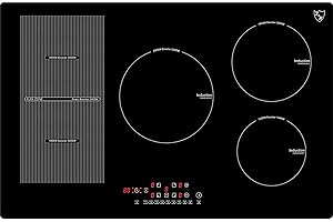 K&H Induktionskochfeld 80-IN-9200FLX [5 ZONEN] - Induktionskochplatte - Induktionsherdplatte Sensor Touch Steuerung - Kochfeld Induktion - Autark zum Einbau - 80CM - 9200 Watt - 17 Leistungsstufen