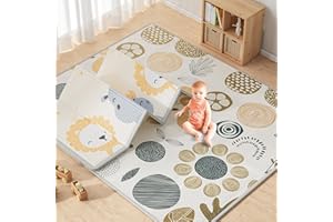Mloong Tapis Bebe Pliable Avec Sac De Transport, Imperméable Tapis Enfant, Tapis De Jeux Bebe,Tapis D'éveil Antidérapant Avec Renforcement Des Bords, Tapis D'éveil Souple Pour Bébé