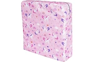 ROSELEY Washable Children Dining Chair Booster with Straps Kids Seating Cushion Removable Waterproof Cover Toddlers Mealtime Seating Pad High Chair Firm Support (Unicorn)