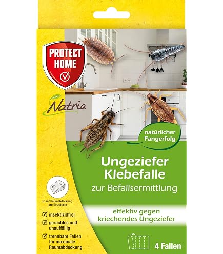 Premium Schabenfalle – 60 Stück Kakerlakenfallen Mit Lockstoff (Haselnussduft) | Giftfrei & Biozidfrei | Klebefallen Für Zuhause, Keller, Garage