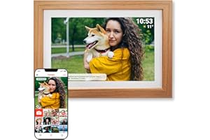 Denver Cadre Photo numérique 10,1 Pouces - HD - Cadre Photo électronique - Frameo App - écran Tactile IPS - 16 GO - PFF1042LW - Bois