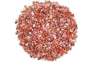 LYFJXX 0.88lb/400g Small Natural Irregular Shaped Crystal Quartz Rock Tumbled Chips Crushed Stone Healing Reiki Crystal Gemstones for Garden Vases Plants Decoration (Red)