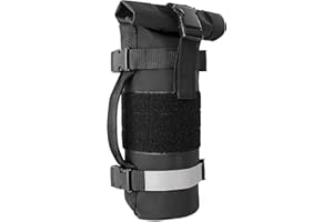 Rexmica Fuel Bottle Holder for 1.0 Litre, Fuel Bottle Pouch Bag Fit for Mounting on Motorcycle or on MOLLE Backpack, Fuel Bottle Holder Bag, Black (Bag Only)