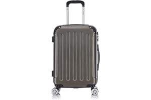 Flexot® Flex-2045 Handgepäck Kabinentrolley Koffer (16 Farben zur Auswahl) Zwillingsrollen Reisekoffer Bordcase Koffer Trolley Hartschale (M, Bronze-Gold)