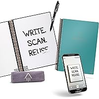 Rocketbook Fusion Reusable Digital Notebook - Smart Notepad A5 Teal, 7 Styles, To Do List, Daily Journal, Weekly & Monthly Pl