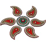 Acrylic Kairi Rangoli Red N Green (Small) (7 pcs) (17 cm x 17 cm)