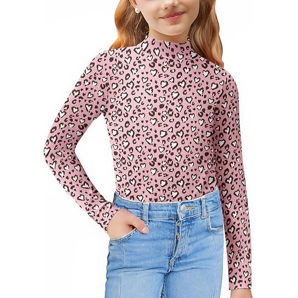 Camiseta De Manga Larga Para Niña Con Cuello Alto - 95% Viscosa, 5% Elastano, Suave Y Transpirable, Tallas 4-14 Años, Para Otoño E Invierno