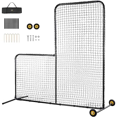 Honkbalnet draagbaar 215x107x216 cm polyester zwart en rood kopen