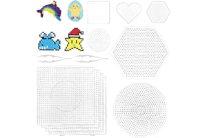 GIUGIO Lot de 10 Plaques Transparentes pour Perles à Repasser - Modèles de Bricolage Cadeaux pour Enfants