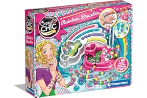 Clementoni Crazy Chic - Rainbow Bracelets, Giochi Creativi per Bambini 7+ Anni, Kit Braccialetti Fai da Te Bambina, Idea Regalo per Creare Bracciali Unici e Personalizzati, Made in italy, 15180