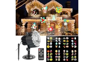 Annefly Christmas Projector Light Indoor Outdoor with 8 Moving HD Slides Waterproof Projection Light with Remote Control Timer for Christmas Thanks Giving Halloween Garden Decorations